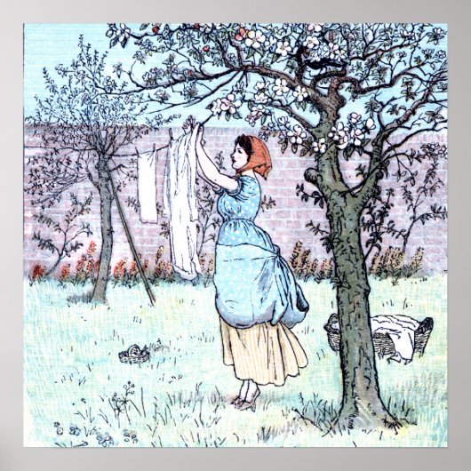 洗濯をしている女性 ポスター (正面)