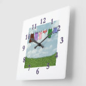 洗濯をする時間 スクエア壁時計 (傾斜)