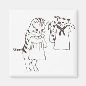 洗濯をする猫 マグネット (正面)