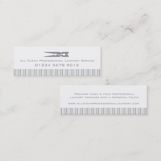 洗濯サービス灰色の振動ラベル/名刺 スキニー名刺 (正面/裏面)