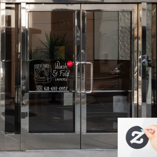 洗濯サービス窓用シール ウィンドウサイン (オフィスドア)