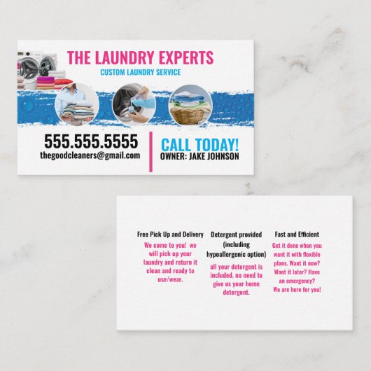 洗濯サービス 名刺 (正面/裏面)