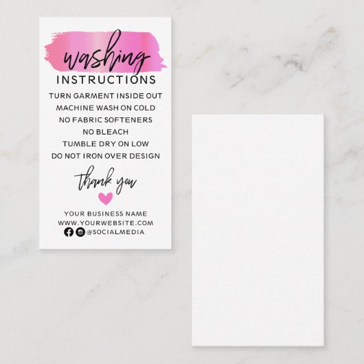 洗濯モダン指示衣類シャ気にツ 名刺 (正面/裏面)