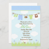 洗濯ライン ベビーシャワーの招待状 招待状 (正面/裏面)