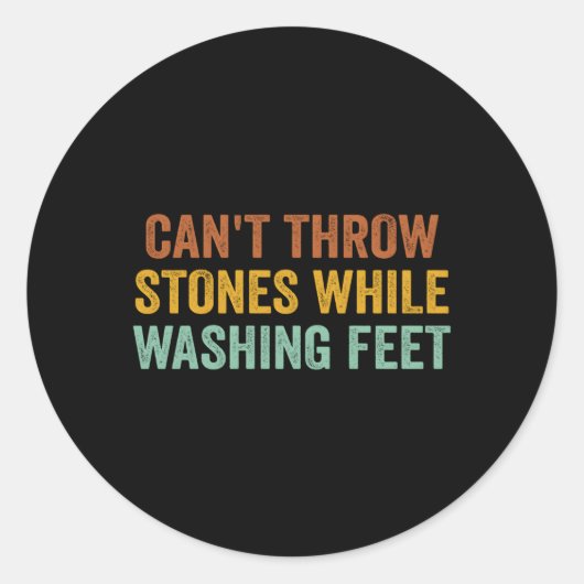 洗濯中に石を投げられない足ことわざ ラウンドシール (正面)