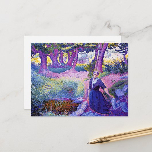 洗濯女の絵画、ファインアート ポストカード (正面/裏面インサイチュ)