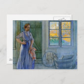 洗濯婆が洗濯板を見る ポストカード (正面/裏面)