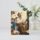 洗濯室の父の日笑い ポストカード (スタンド正面)