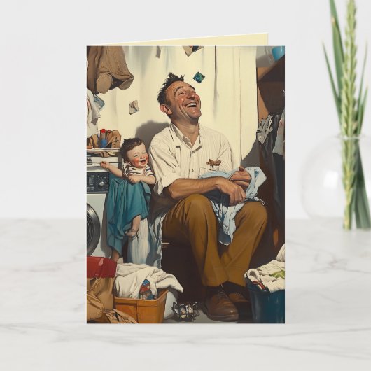 洗濯室の父の日笑い 招待状 (正面)