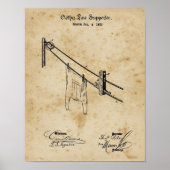 洗濯室の装飾の服のラインの設計図アート ポスター (正面)