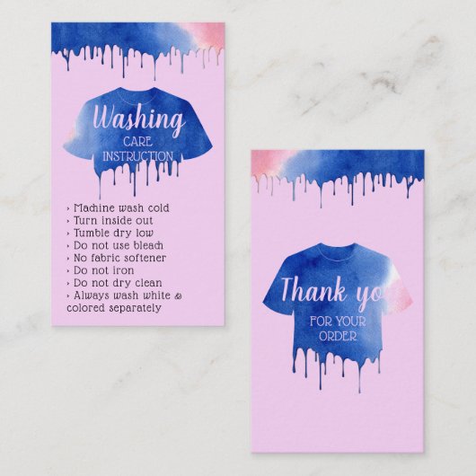 洗濯指気に示アパレル衣料薄紫 名刺 (正面/裏面)