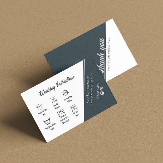 洗濯指示白黒グレイありがとうBU 名刺
