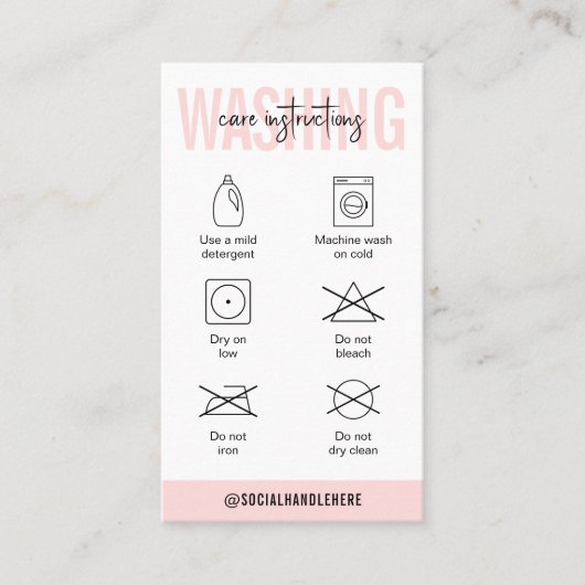 洗濯指示赤面ピンクウェア気に 名刺 (正面)