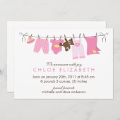 洗濯日のベビー出産のお知らせ 案内状 (正面/裏面)