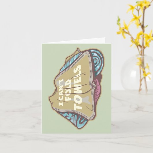 洗濯日はタオルを折おもしろいり畳めない カード (黄色い花)