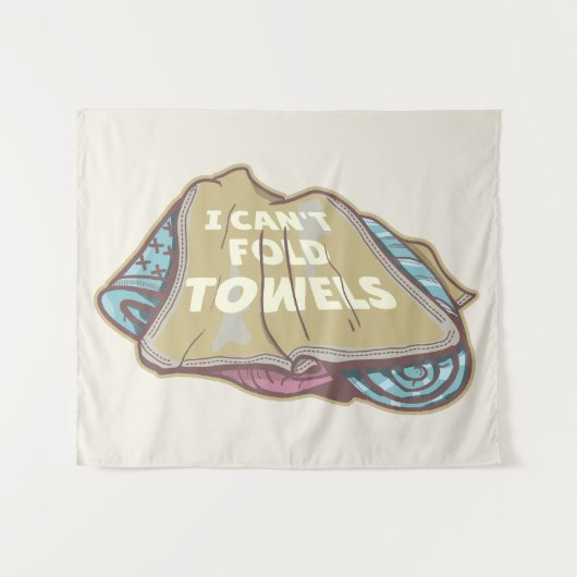 洗濯日はタオルを折おもしろいり畳めない タペストリー (正面(横))