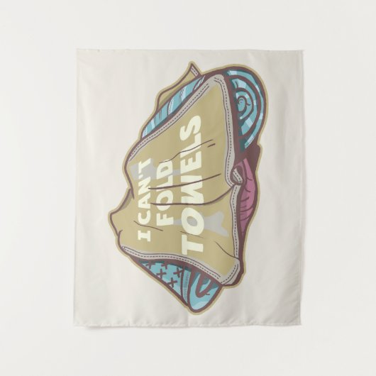 洗濯日はタオルを折おもしろいり畳めない タペストリー (正面)