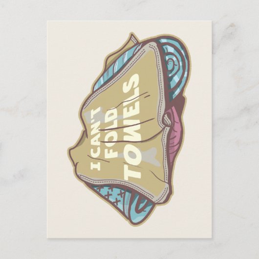 洗濯日はタオルを折おもしろいり畳めない ポストカード (正面)