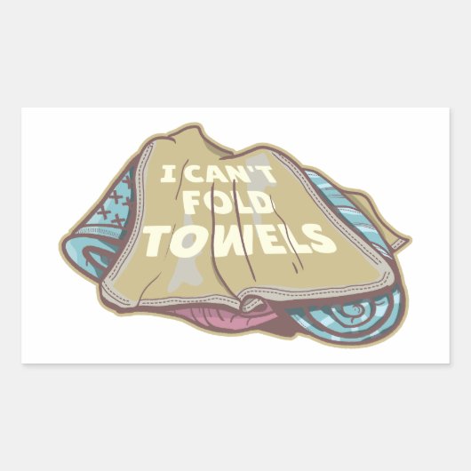 洗濯日はタオルを折おもしろいり畳めない 長方形シール (正面)