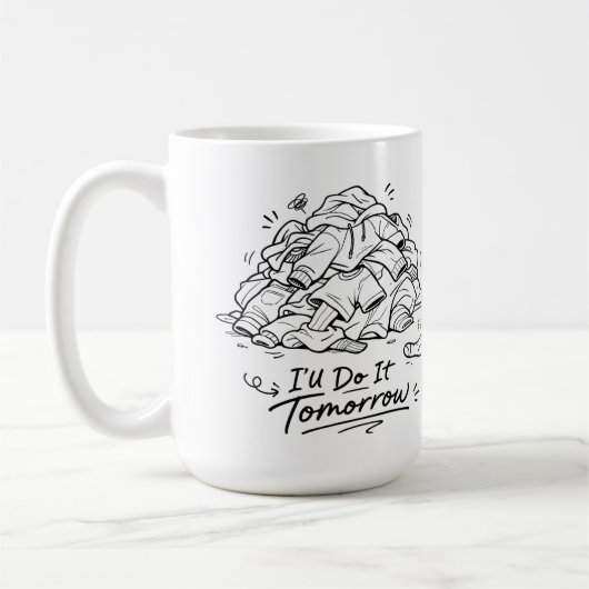 洗濯日気分 楽しい怠け心  コーヒーマグカップ (左)