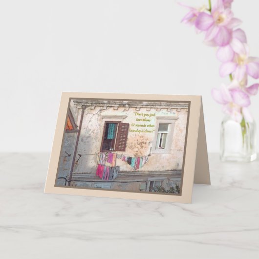 洗濯日/カラフル洗濯物の窓外 カード (蘭)