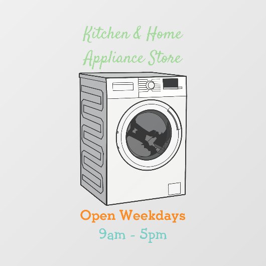 洗濯機の漫画イラストレーション ウィンドウサイン (シート)