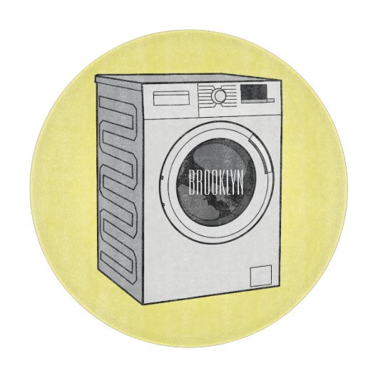 洗濯機の漫画イラストレーション カッティングボード (正面)