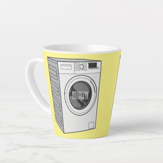 洗濯機の漫画イラストレーション カフェラテマグ (左アングル)