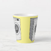 洗濯機の漫画イラストレーション カフェラテマグ (正面)