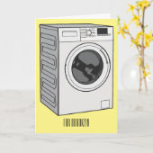 洗濯機の漫画イラストレーション カード (黄色い花)