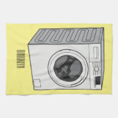 洗濯機の漫画イラストレーション キッチンタオル (横)