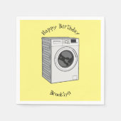 洗濯機の漫画イラストレーション スタンダードカクテルナプキン (正面)