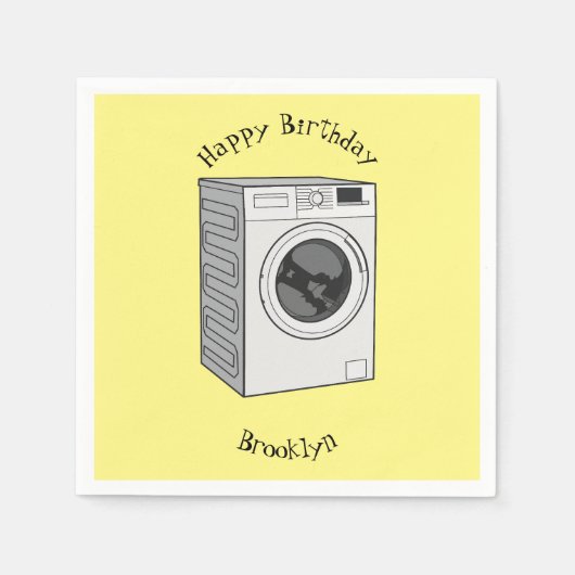 洗濯機の漫画イラストレーション スタンダードカクテルナプキン (正面)