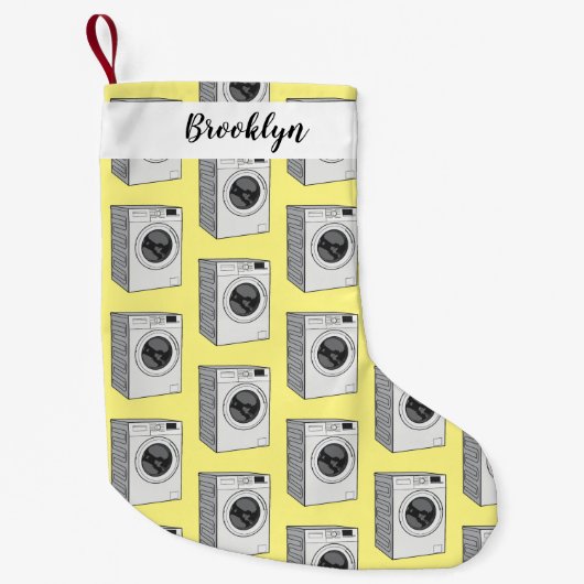 洗濯機の漫画イラストレーション スモールクリスマスストッキング (正面)