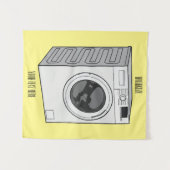 洗濯機の漫画イラストレーション タペストリー (正面(横))