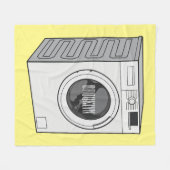 洗濯機の漫画イラストレーション フリースブランケット (正面(横))
