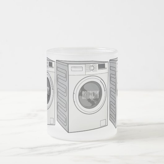 洗濯機の漫画イラストレーション フロストグラスマグカップ (中央)