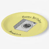 洗濯機の漫画イラストレーション ペーパープレート (アングル)