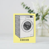 洗濯機の漫画イラストレーション ポストカード (スタンド正面)
