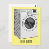 洗濯機の漫画イラストレーション ポストカード (正面/裏面)