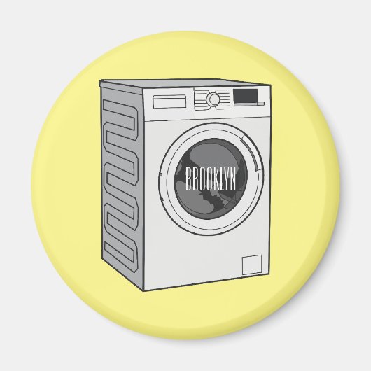 洗濯機の漫画イラストレーション マグネット (正面)