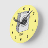 洗濯機の漫画イラストレーション ラウンド壁時計 (傾斜)