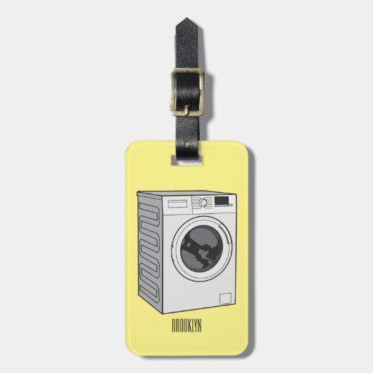 洗濯機の漫画イラストレーション ラゲッジタグ (正面縦)