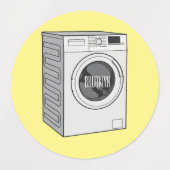 洗濯機の漫画イラストレーション ラベル (デザイン2)