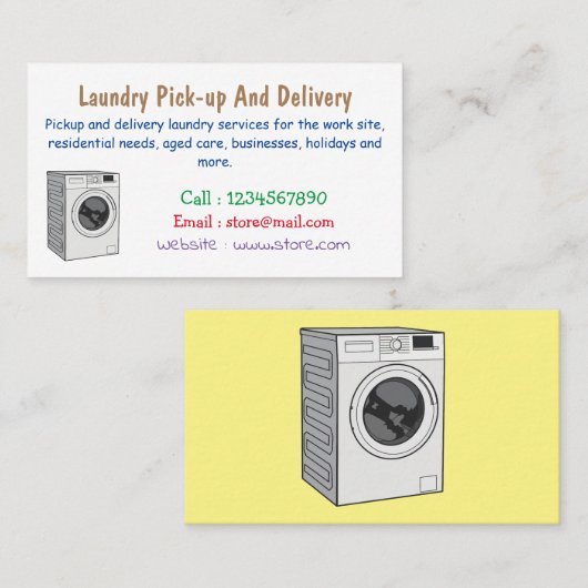 洗濯機の漫画イラストレーション 名刺 (正面/裏面)