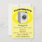 洗濯機の漫画イラストレーション 招待状 (正面)