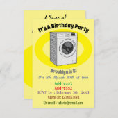 洗濯機の漫画イラストレーション 招待状 (正面/裏面)