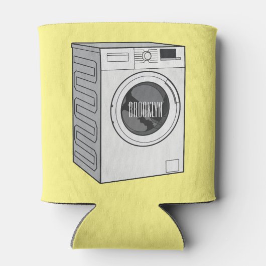 洗濯機の漫画イラストレーション 缶クーラー (裏面)