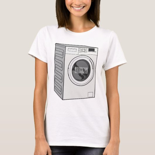 洗濯機の漫画イラストレーション Tシャツ (正面)
