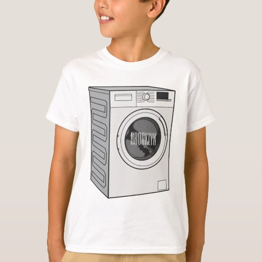 洗濯機の漫画イラストレーション Tシャツ (正面)